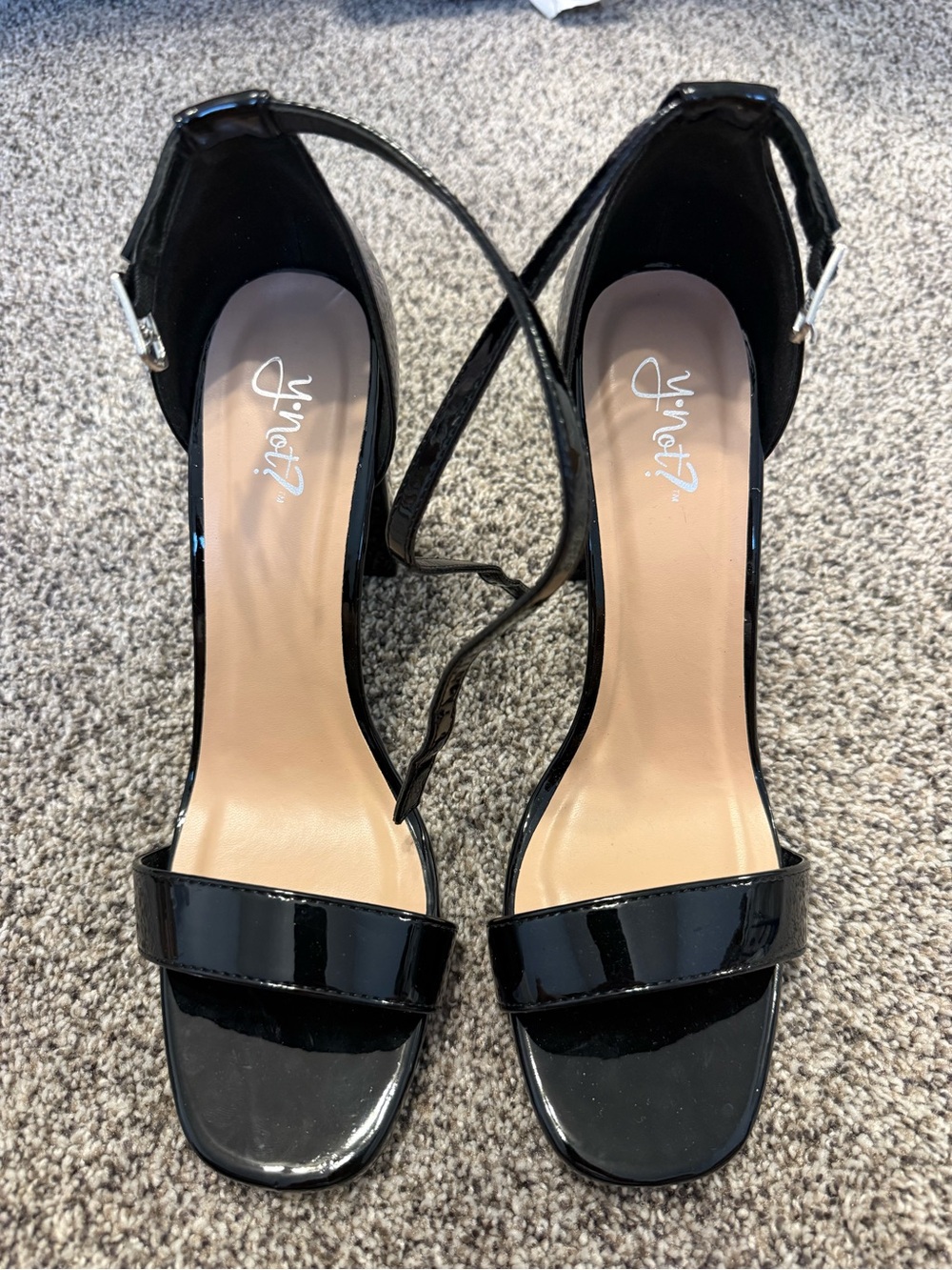 Black Patent Ankle-Strap Women's Sandals